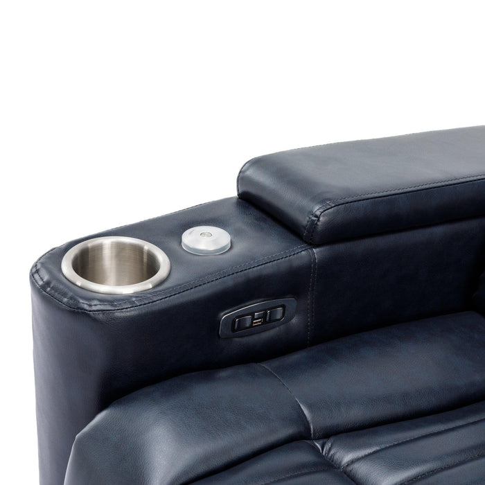 270° Power Swivel Recliner,Home Theater Seating With Hidden ArmStorage and  LED Light Strip,Cup Holder,360° Swivel Tray Table,and Cell Phone Holder,Soft Living Room Chair,Blue