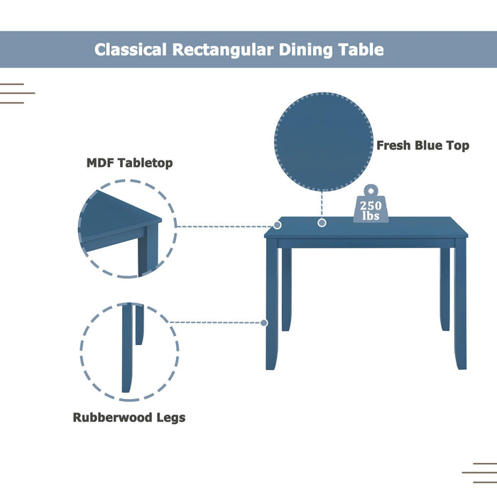 Rustic Minimalist Wood 5-Piece Dining Table Set with 4 X-Back Chairs for Small Places, Blue