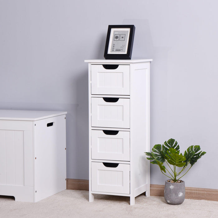 White BathroomStorage Cabinet, Freestanding Cabinet with Drawers