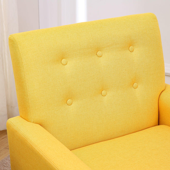 Fabric Accent Chair for Living Room, Bedroom Button Tufted Upholstered Comfy Reading Accent Chairs Sofa (Yellow)