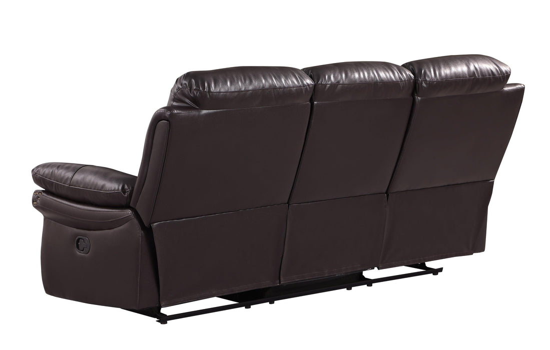 Global United  Leather Air Upholstered Reclining Sofa with Fiber Back