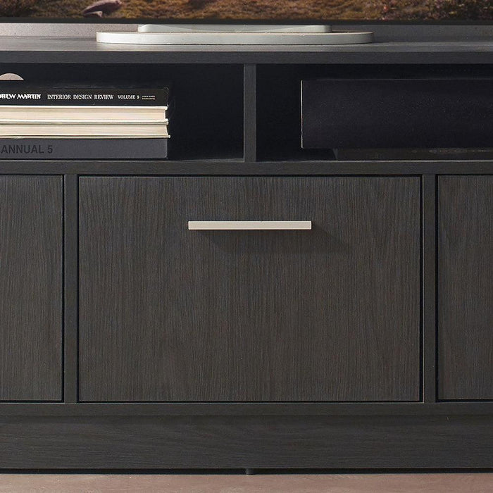 Holland Contemporary TV Stand with Three Soft-closing Doors in Dark Gray