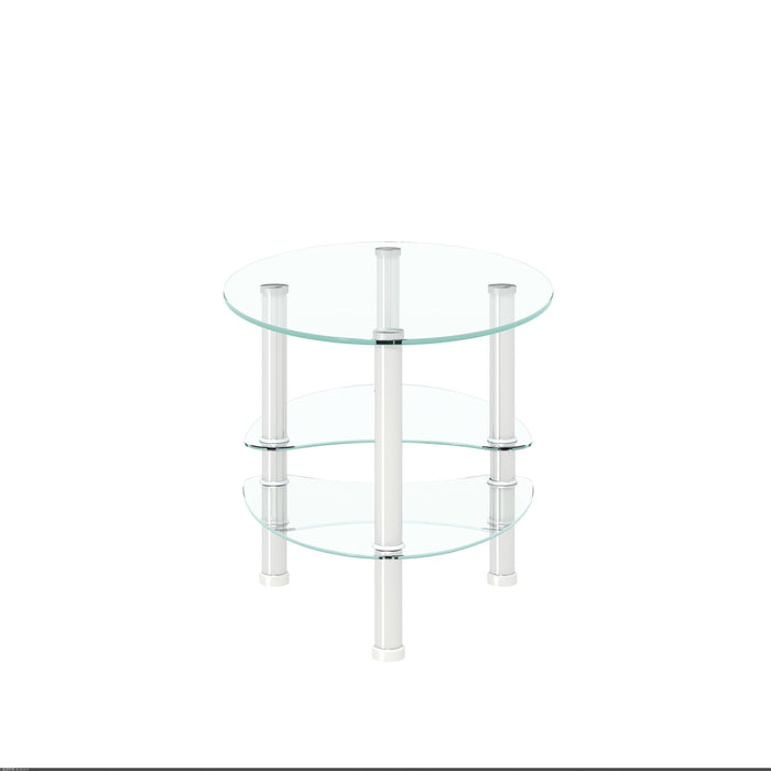 Transparent Oval glass coffee table,Modern table with stainless steel  leg, tea table 3-layer glass table for living room