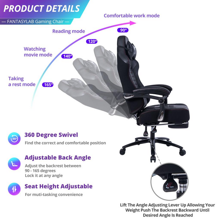 Seat Height Adjustable Swivel Racing Office Computer Ergonomic Video Game Chair