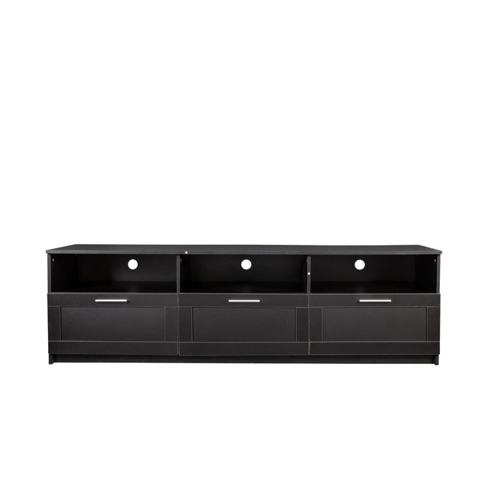 BlackModern minimalist TV cabinet 80 inch TV stand, open locker Living Room Bedroom