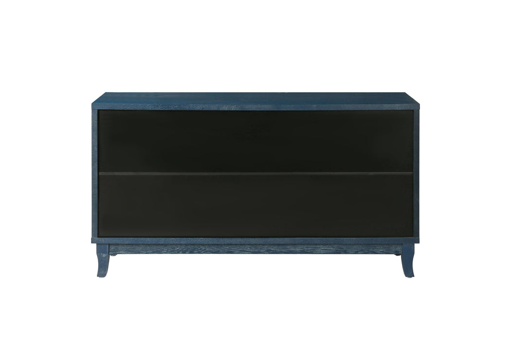 AccentStorage Cabinet Sideboard Wooden Cabinet with Antique Blue 4Doors for Hallway, Entryway, Living Room, Bedroom