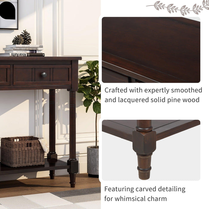 Daisy Series Console Table Traditional Design with Two Drawers and Bottom Shelf (Espresso)