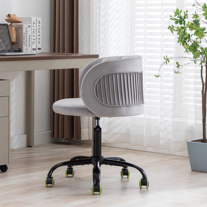 Zen Zone Velvet Leisure office chair, suitable for study and office, can adjust the height, can rotate 360 degrees, with pulley，Grey