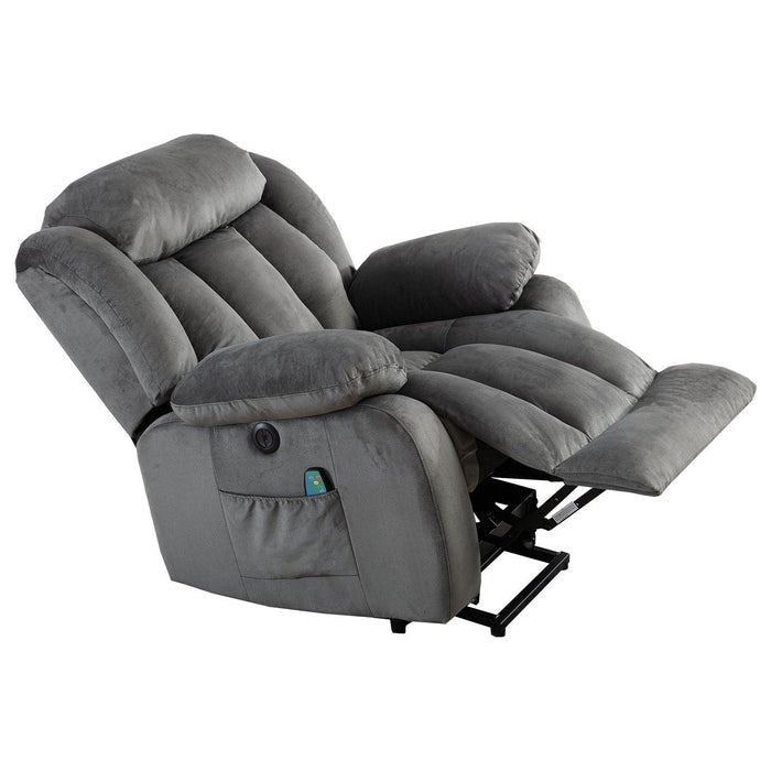 Power Massage Lift Recliner Chair with Heat & Vibration for Elderly, Heavy Duty and Safety Motion Reclining Mechanism - Antiskid Fabric Sofa Contempoary Overstuffed Design (Grey)