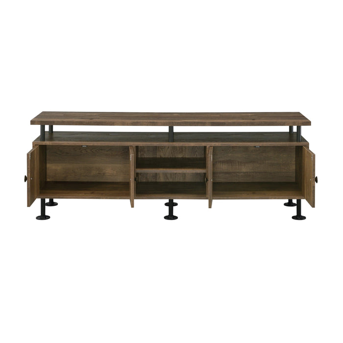 ACME Ensata II TV Stand  in Rustic Oak  & Black Finish LV00142