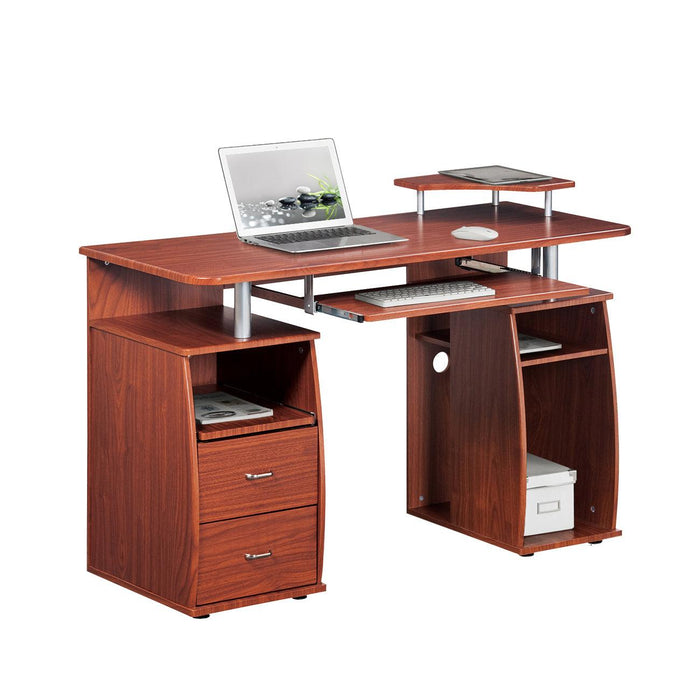 Techni Mobili Complete Computer Workstation Desk WithStorage, Mahogany