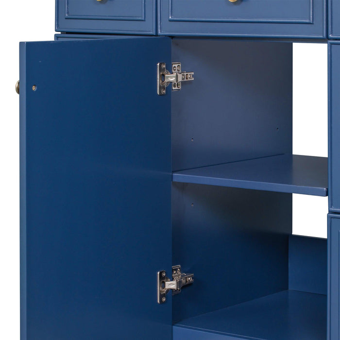 36" Bathroom Vanity Cabinet with Sink Top Combo Set, Navy Blue，Single Sink，Shaker Cabinet with Soft Closing Door and Drawer