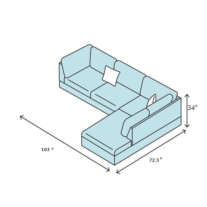 3 PC Sectional Sofa Set, (Brown) Faux Leather left -Facing Chaise with FreeStorage Ottoman