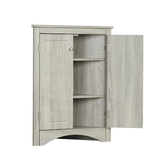 Oak Triangle BathroomStorage Cabinet with Adjustable Shelves, Freestanding Floor Cabinet for Home Kitchen