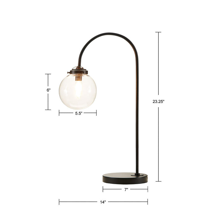 Venice Arched Metal Table Lamp with Glass Globe Bulb