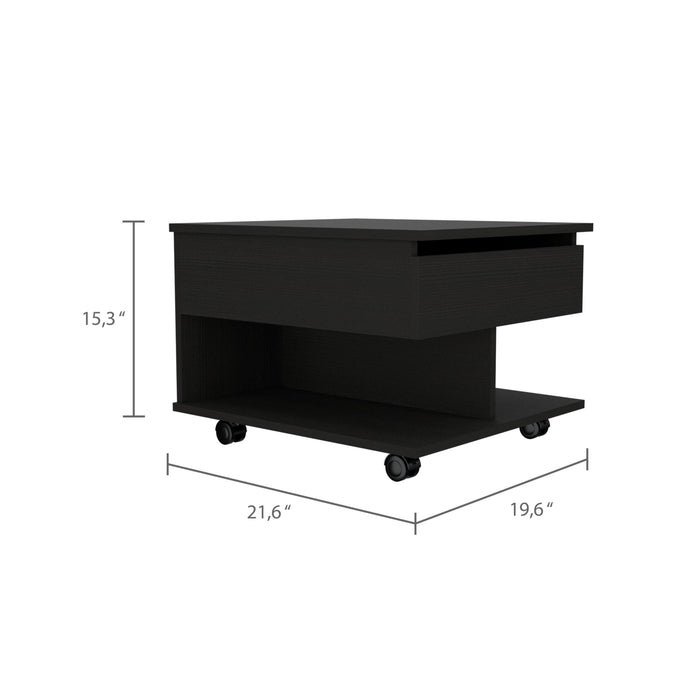 Peterson 1-Drawer 1-Shelf Lift Top  Coffee Table Black Wengue