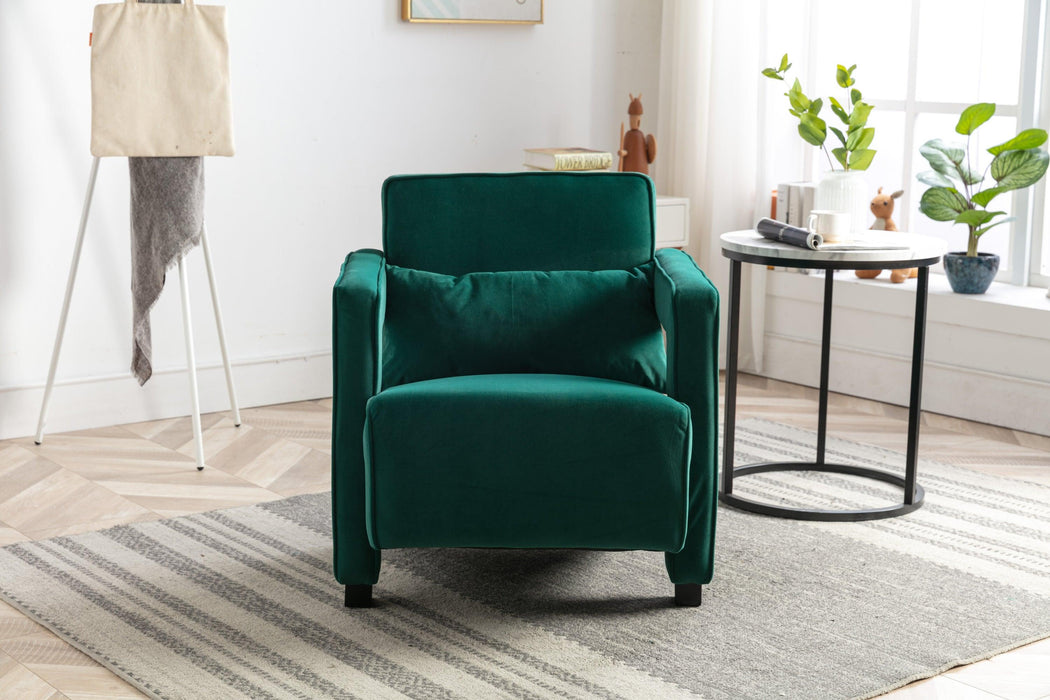 Modern  Velvet Open Back Upholstered Armchair with Pillow