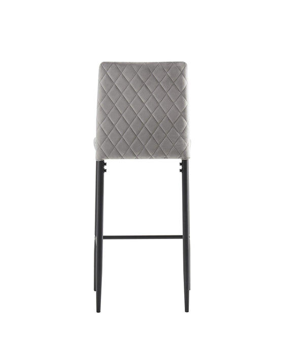 light gray bar stool, velvet stool,Modern bar chair, bar stool with metal legs, kitchen stool, dining chair, 2-piece set