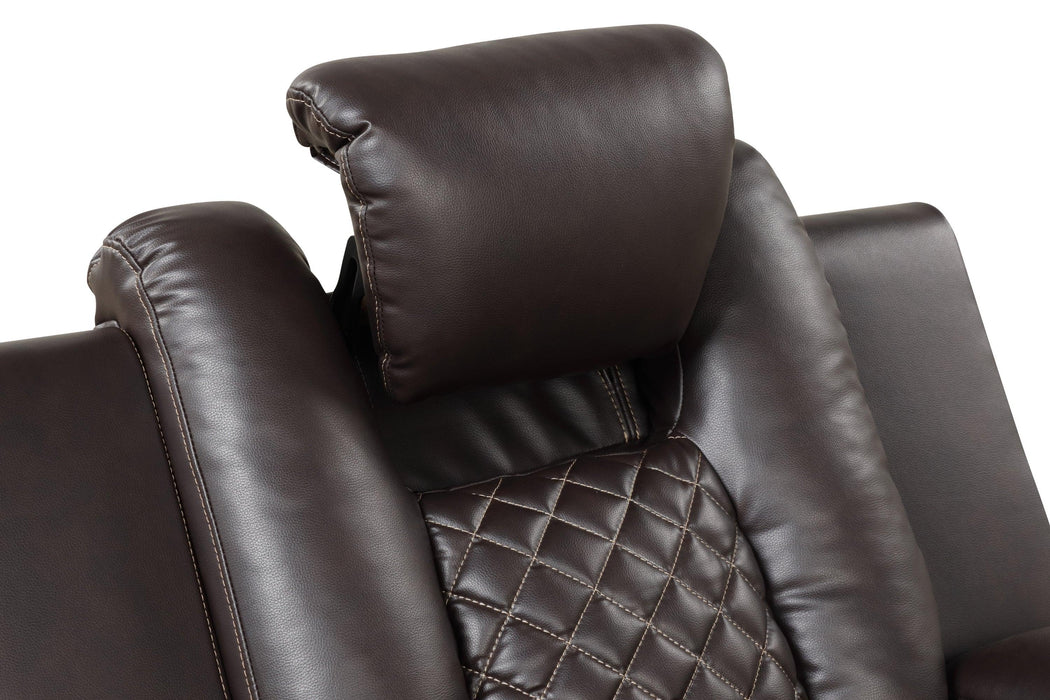 Benz LED & Power Reclining Loveseat Made With Faux Leather in Brown