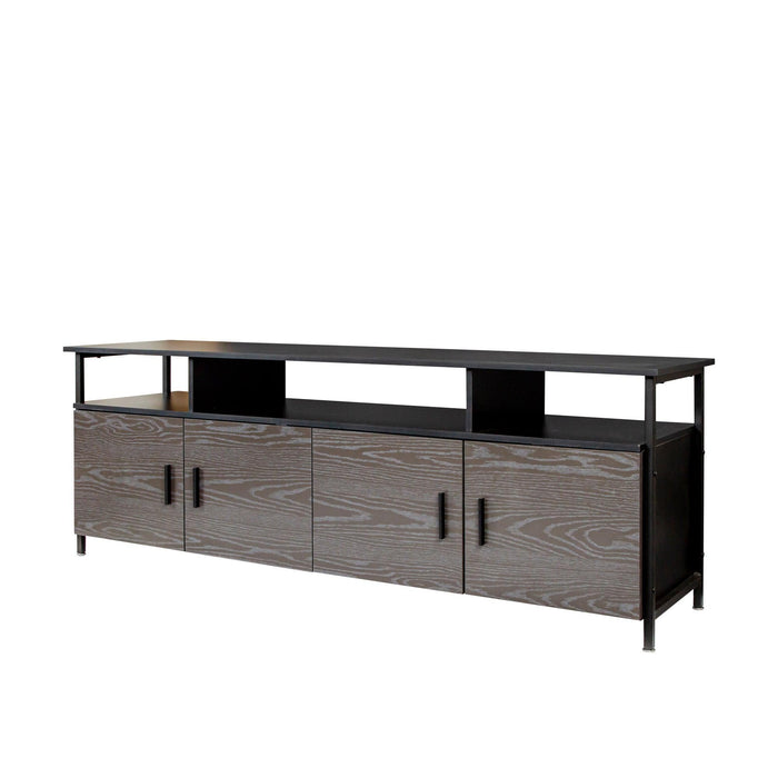 BlackModern simple wood grain TV cabinet 80-inch TV stand, open shelving multi-layerStorage