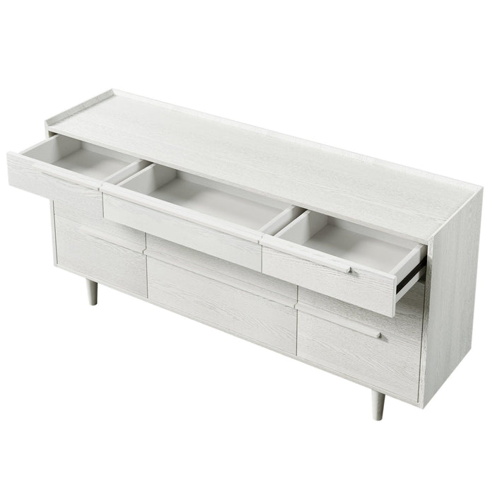 Modern Style Manufactured Wood 9-Drawer Dresser with Solid Wood Legs, White