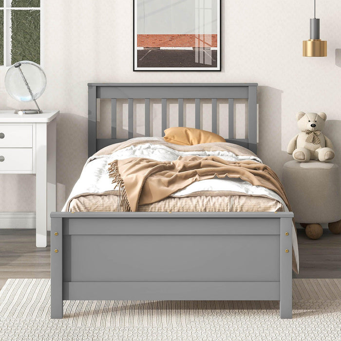 Twin Bed with Headboard and Footboard for Kids, Teens, Adults,with a Nightstand,Grey