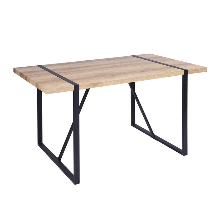 55.1"W x 31.5"D x 29.9"H Industrial Rectangular Dining Table, Oak & Black