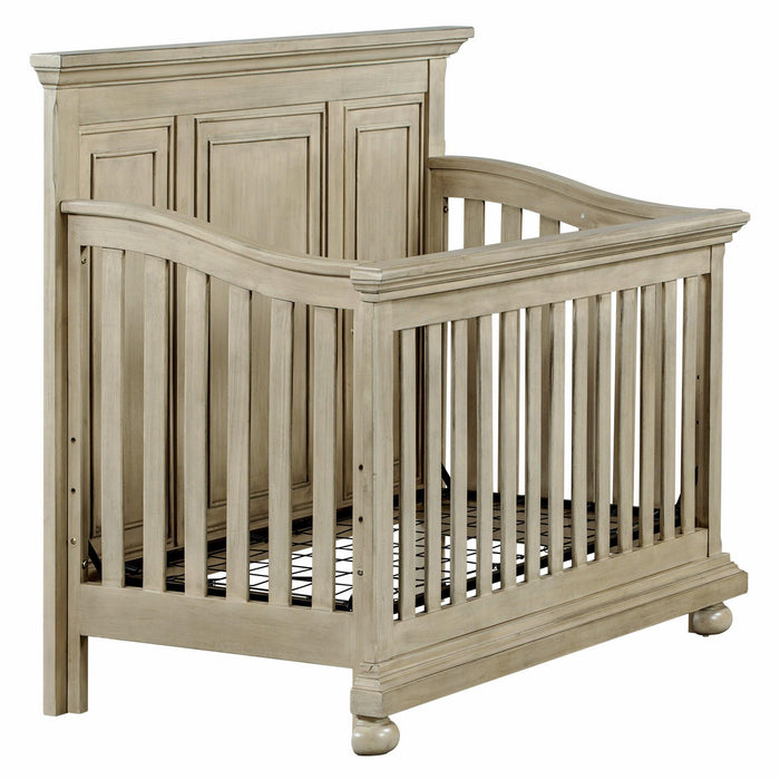 3 Pieces Nursery Sets Traditional Farmhouse Style 4-in-1 Convertible Crib +Dresser with Changing Topper, Stone Gray