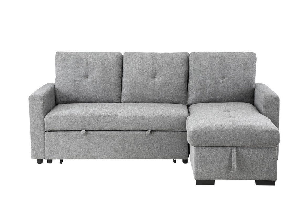 Serenity Gray Fabric Reversible Sleeper Sectional Sofa withStorage Chaise