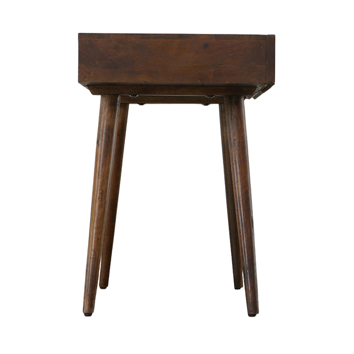 ManWood Writing Desk with Two Drawers and Tapered Legs, Brown