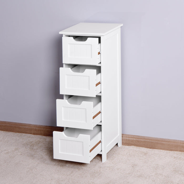 White BathroomStorage Cabinet, Freestanding Cabinet with Drawers