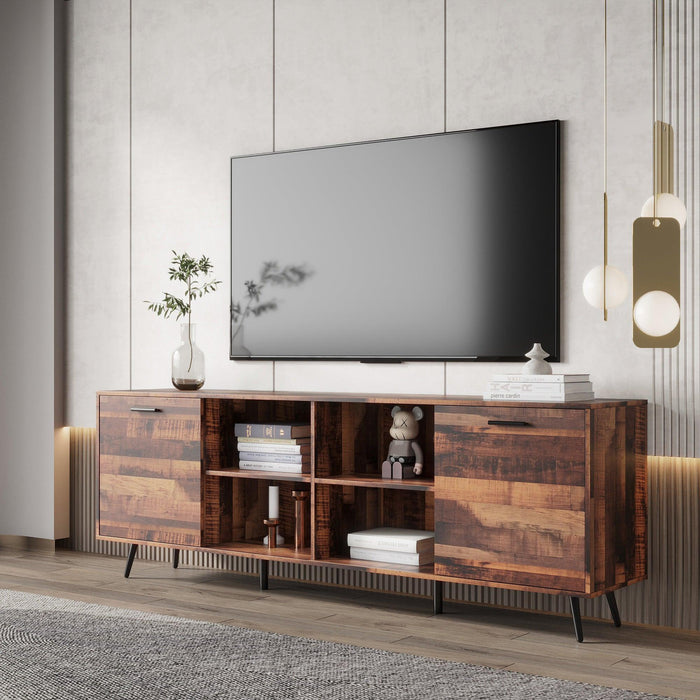 TV Stand Mid-Century WoodModern Entertainment Center AdjustableStorage Cabinet TV Console for Living Room