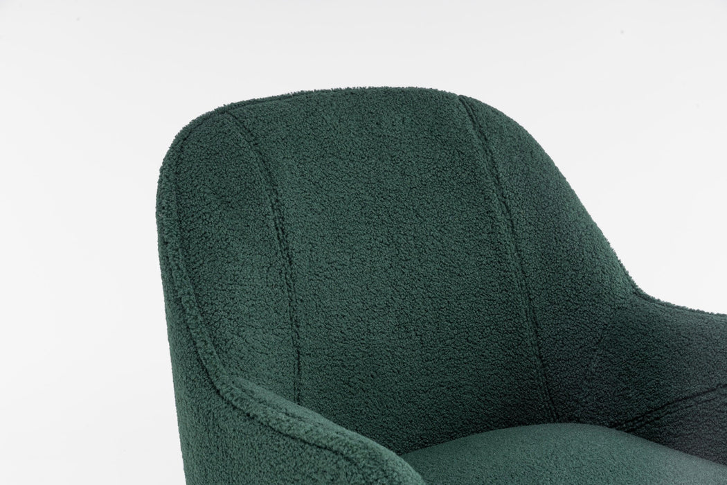 Modern Soft Green Teddy fabric White Ergonomics Accent Chair Living Room Chair Bedroom Chair Home Chair With Gold Legs And Adjustable Legs For Indoor Home