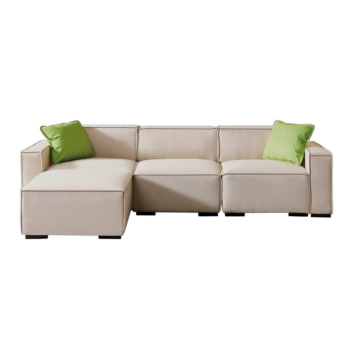 Modular Sofa L Shape with Convertible Ottoman Chaise(Beige)