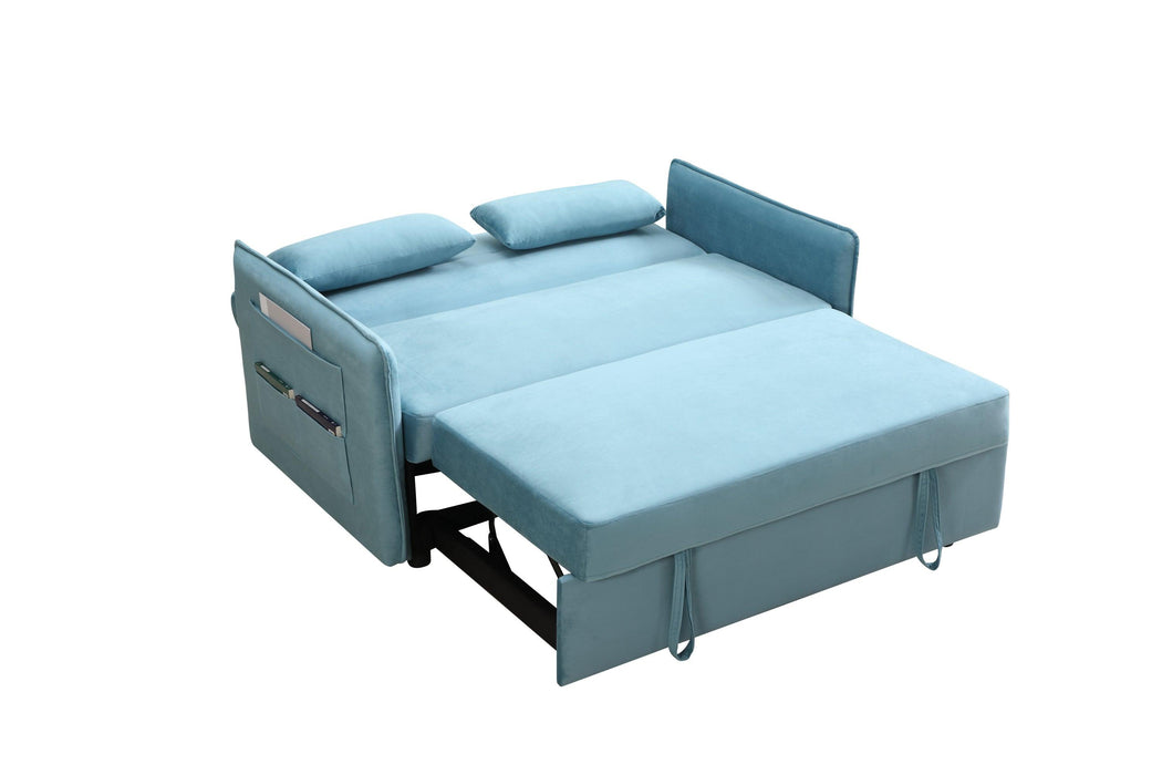 Pull Out Sofa Bed,Modern Adjustable Pull Out Bed Lounge Chair with 2 Side Pockets, 2 Pillows for Home Office