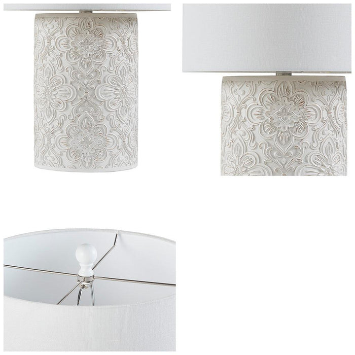 Ashbourne Embossed Floral Resin Table Lamp