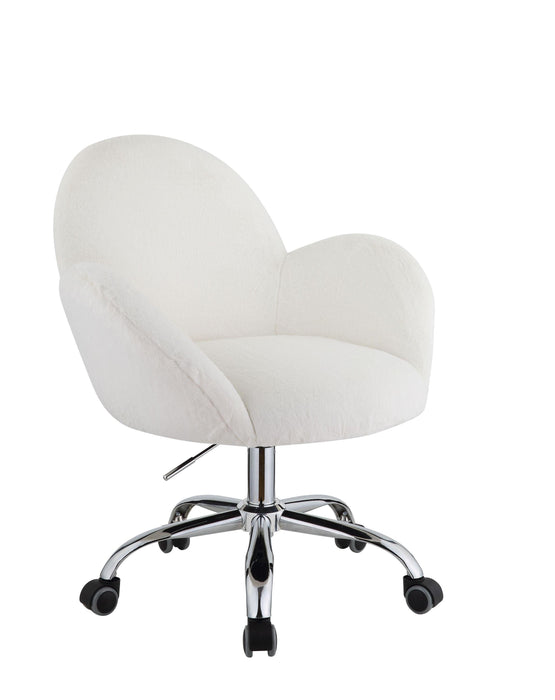 ACME JaOffice Chair in White Lapin & Chrome Finish OF00119