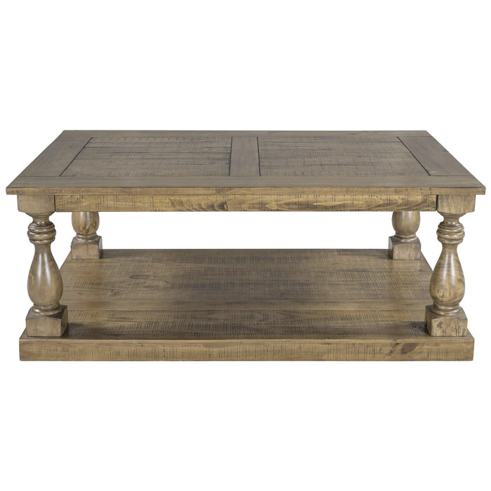 Rustic Floor Shelf Coffee Table withStorage,Solid Pine Wood (As same As WF287269AAD)