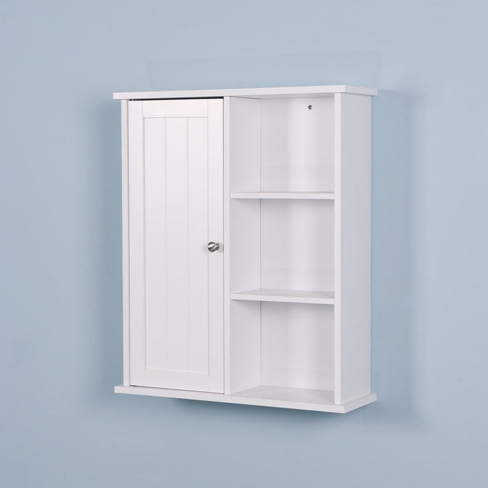 Wall Mount Medicine Cabinet with a Door, Wooden BathroomStorage Cabinet with Adjustable Shelf