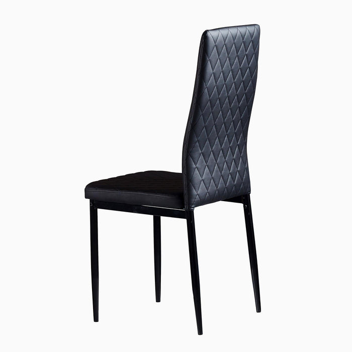 BlackModern minimalist dining chair fireproof leather sprayed metal pipe diamond grid pattern restaurant home conference chair set of 6