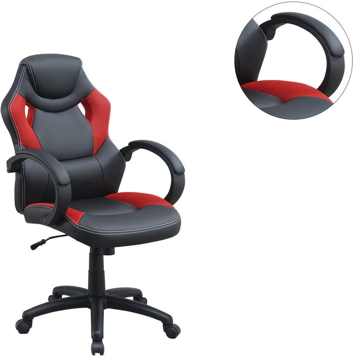 Office Chair Upholstered 1pc Cushioned Comfort Chair Relax Gaming Office Work Black And Red Color