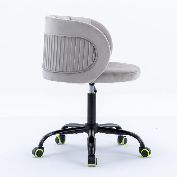 Zen Zone Velvet Leisure office chair, suitable for study and office, can adjust the height, can rotate 360 degrees, with pulley，Grey