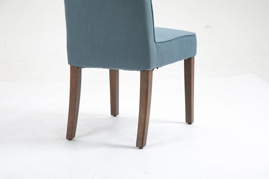 Cover Removable Interchangeable and Washable Blue Linen Upholstered Parsons Chair with Solid Wood Legs 2 PCS