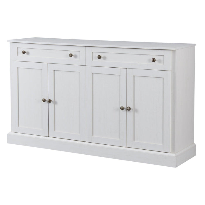 Kitchen SideboardStorage Buffet Cabinet with 2 Drawers & 4 Doors Adjustable Shelves for Dining Room, Living Room (Antique White)