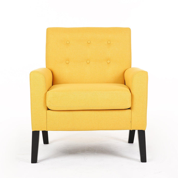 Fabric Accent Chair for Living Room, Bedroom Button Tufted Upholstered Comfy Reading Accent Chairs Sofa (Yellow)