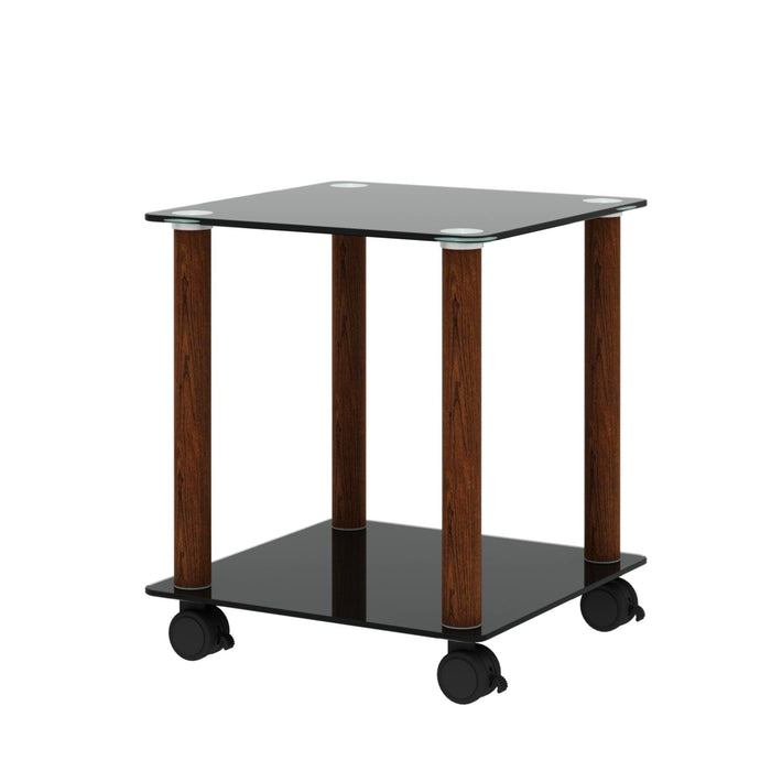 1-Piece Black + Walnut Side Table , 2-Tier Space End Table ,Modern Night Stand, Sofa table, Side Table withStorage Shelve