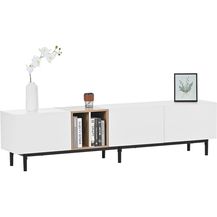 Modern TV Stand for 80’’ TV with 3 Doors, Media Console Table, Entertainment Center with LargeStorage Cabinet for Living Room, Bedroom