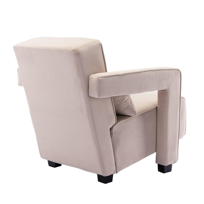 Modern  Velvet Open Back Upholstered Armchair with Pillow