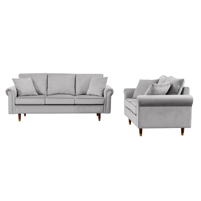 Modern Velvet Sofa Set  , 2 seater and 3 Seater Sofa With Wood Legs for Living Room  .