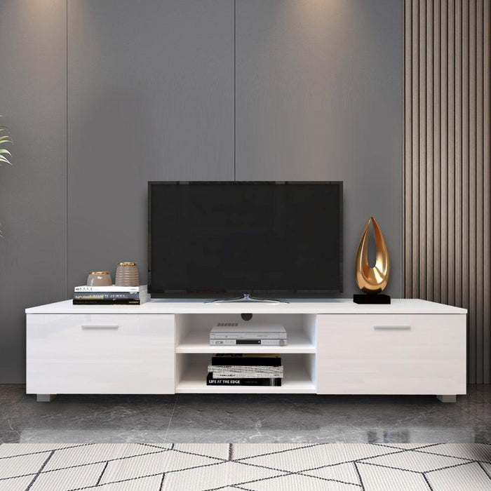 White TV Stand for 70 Inch TV Stands, Media Console Entertainment Center Television Table, 2Storage Cabinet with Open Shelves for Living Room Bedroom